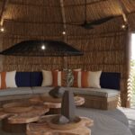 The natural building materials mean Xugana Island Lodge blends beautifully into the surroundings