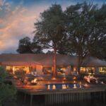Early evening exterior view of the solar powered Dhow Suite