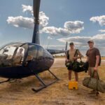 Helicopter arrival into Kiri Camp.