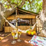 The private deck of the guest rooms at Delta Camp