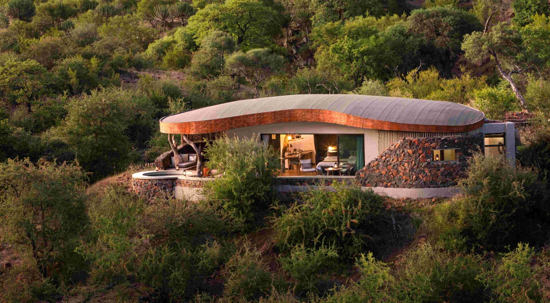 One of eight luxury villas at Euphorbia Mashatu with striking views.