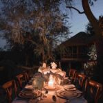 Dining under a stary night´s sky at Mashatu Lodge in the northern Tuli Block, Botswana.