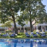 The jaw dropping pool area and sun loungers at Mount Nelson Hotel