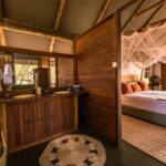 Ensuite bathroom in spacious tent at Okavango Horse Safari.