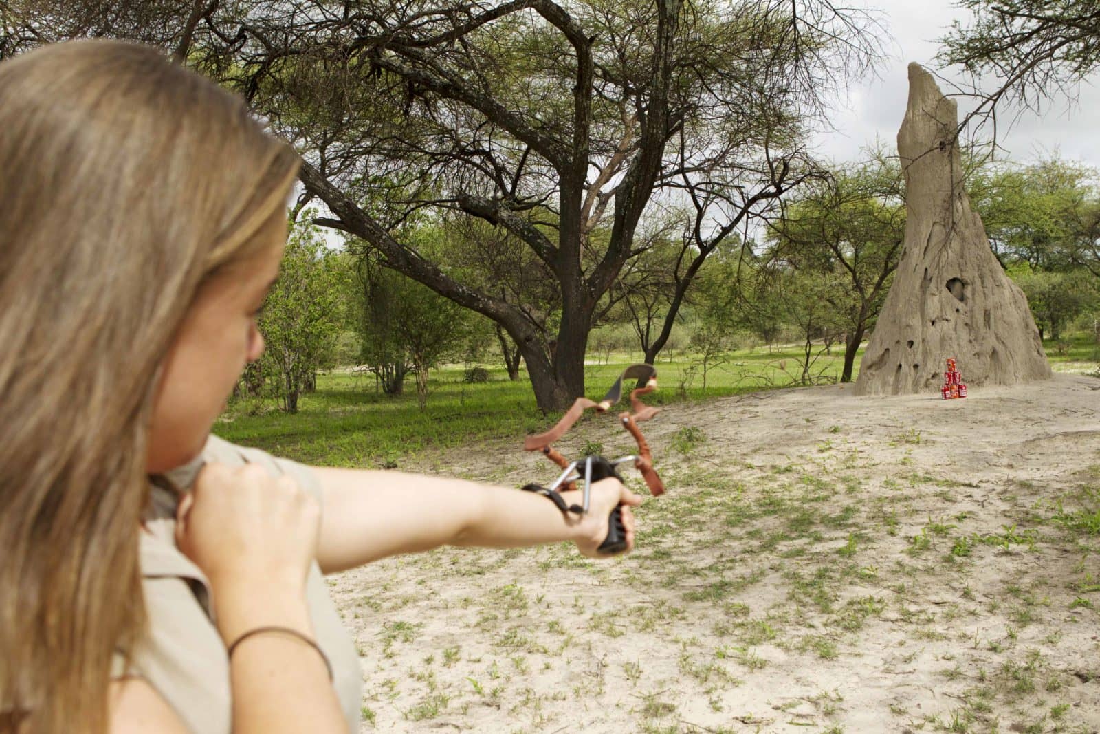Sling shot activity with guide at Young Explorers