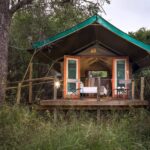 The exterior view of the guest tents at Mashatu Tented Camp