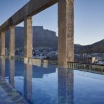 The incredibly designed swimming pool at the Silo Hotel