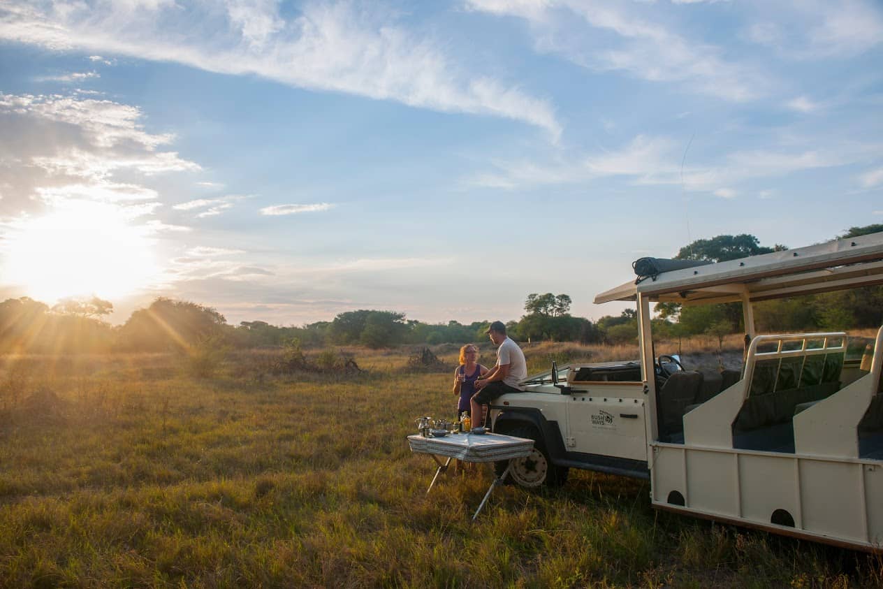 Sundowners on a Bushways safari game drive