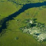 Aerial view of concession on which Bushman Plains Camp is located