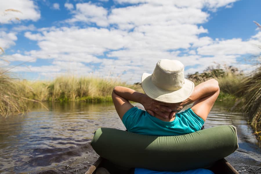 Guests enjoy idyllic ventures onto Delta waters with Bushways safaris mokoro excursions