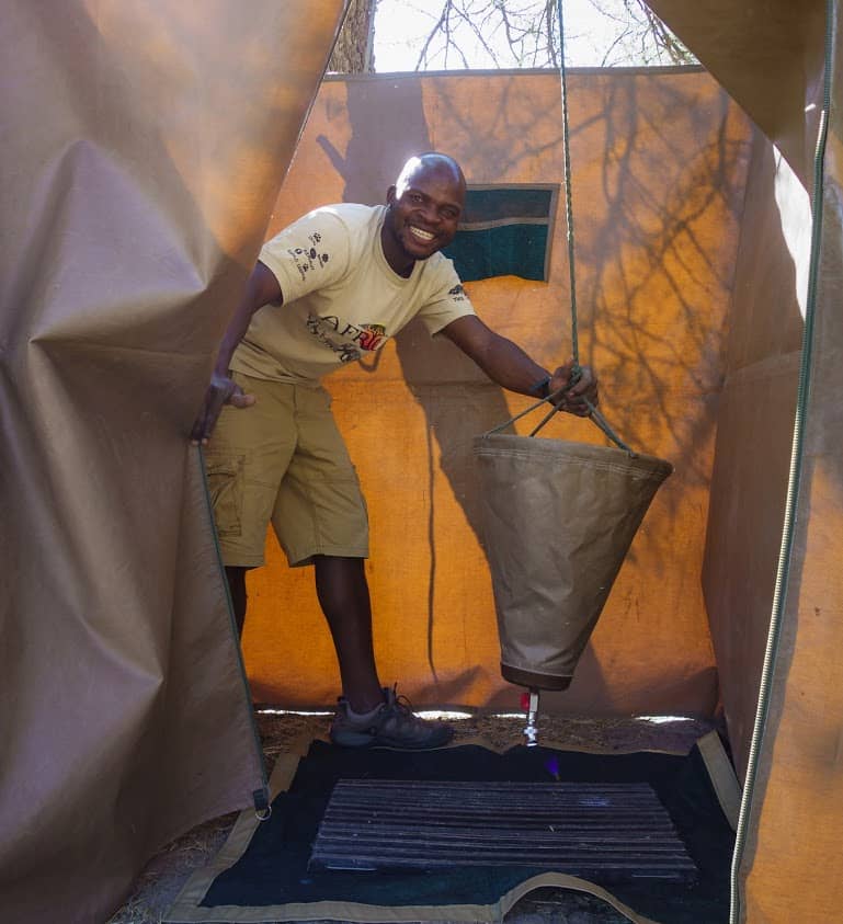 Bush shower courtesy of Bushways Safaris
