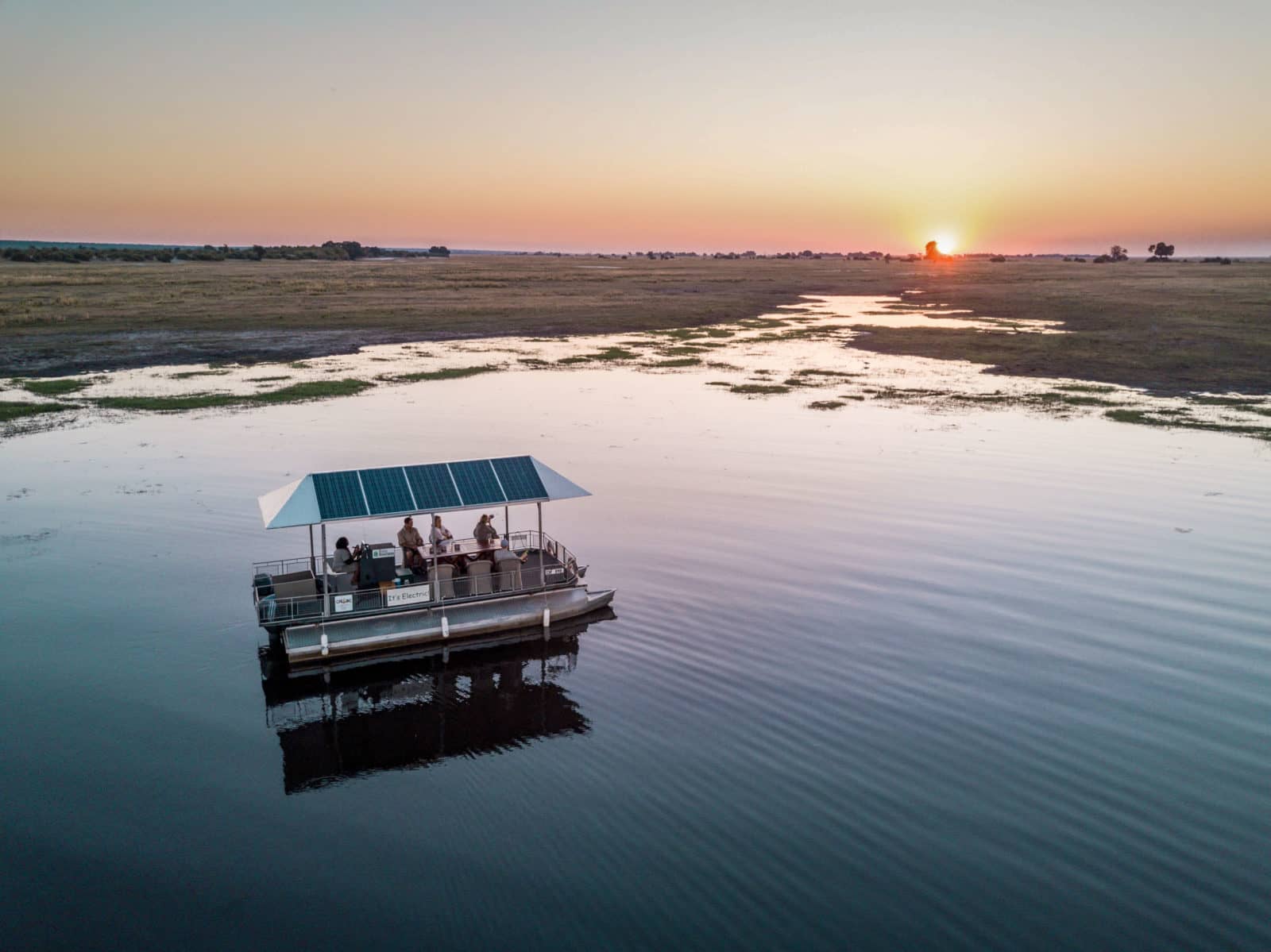 Sunset on the water from Chobe Game Lodge