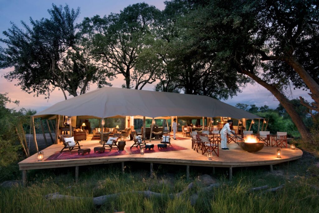 intimate Botswana safai camp at dusk