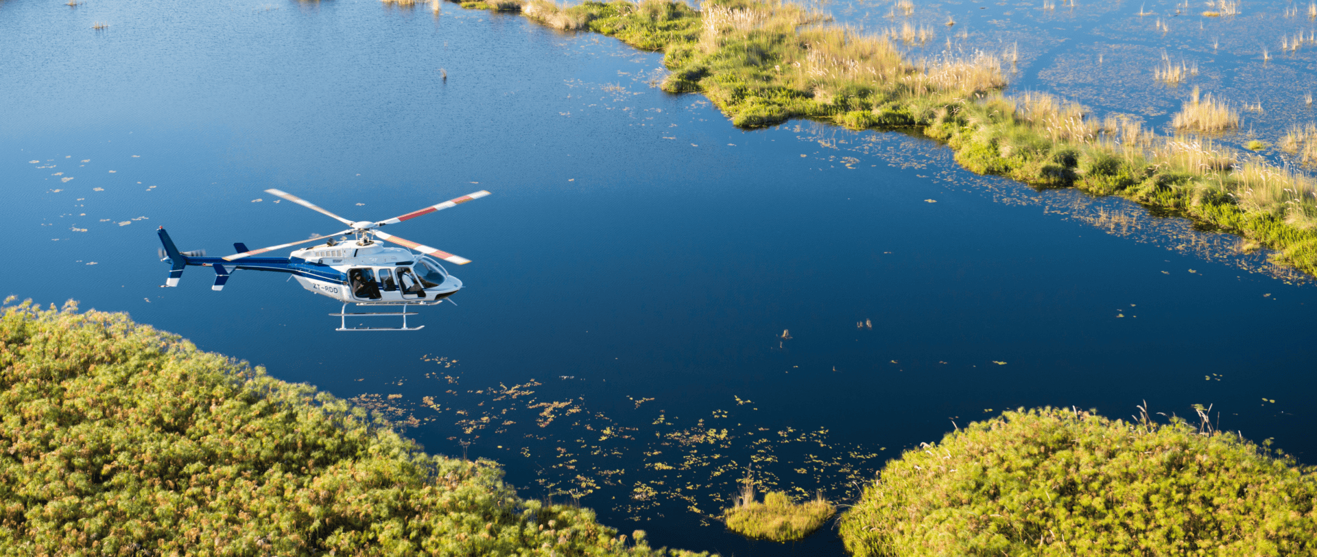 Helicopter flight over the Okavango Delta