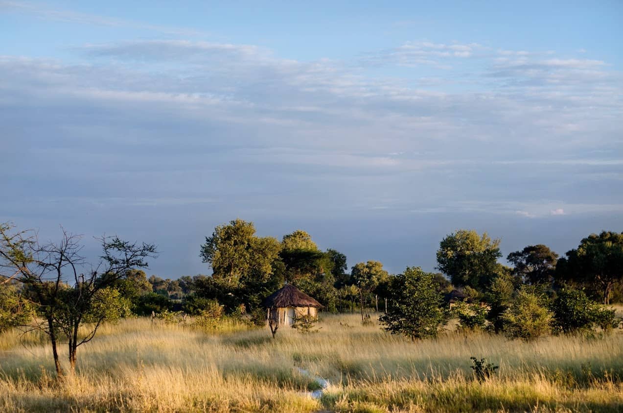 A scenic image of the Khwai community village