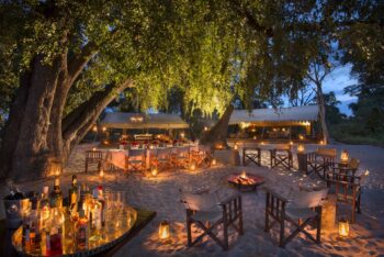 Evening dinner set up at Selinda Explorers camp