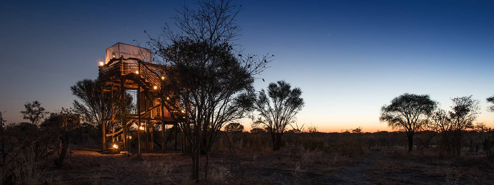 Khwai Skybeds at night