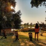 Thamalakane River Lodge gardens overlooking river