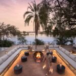 The gorgeous sunken fire pit area at Thorntree River Lodge