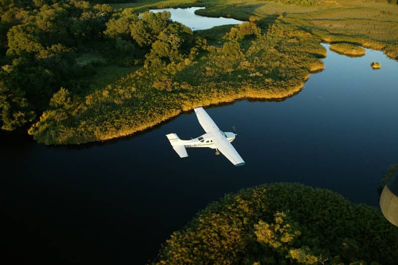 Guests arrive at the Xakanaka airstrip courtesy of Mack Air
