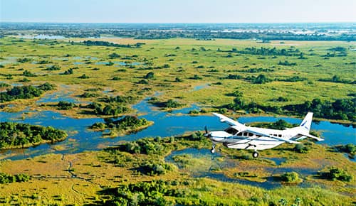 Stunning view of the Okavango Delta from the air