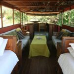 Upper deck of Kubu Queen an old style African safari boat