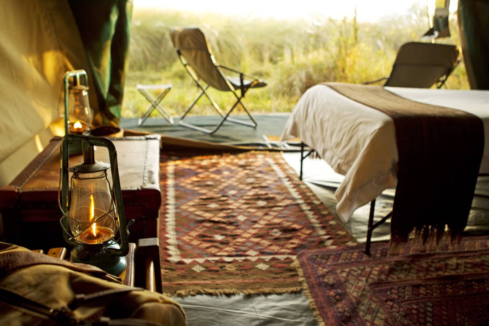 View from inside a guest tent at Footsteps Camp