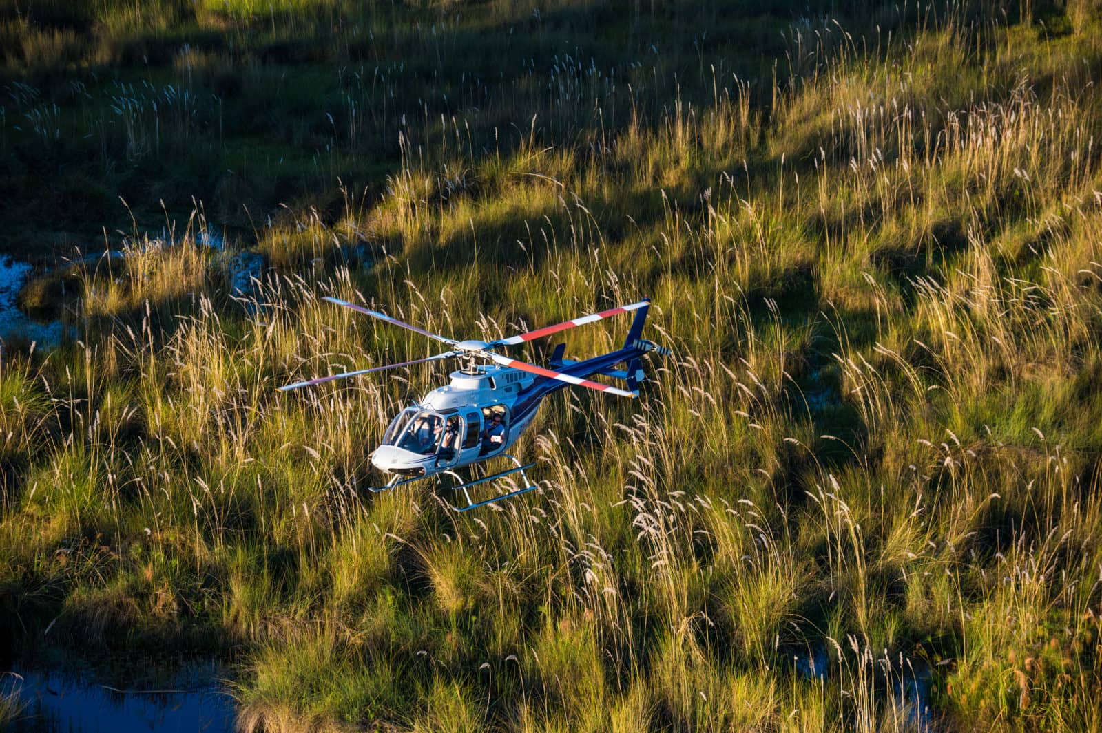 Helicopter transfer back to Maun with Beagle Expeditions