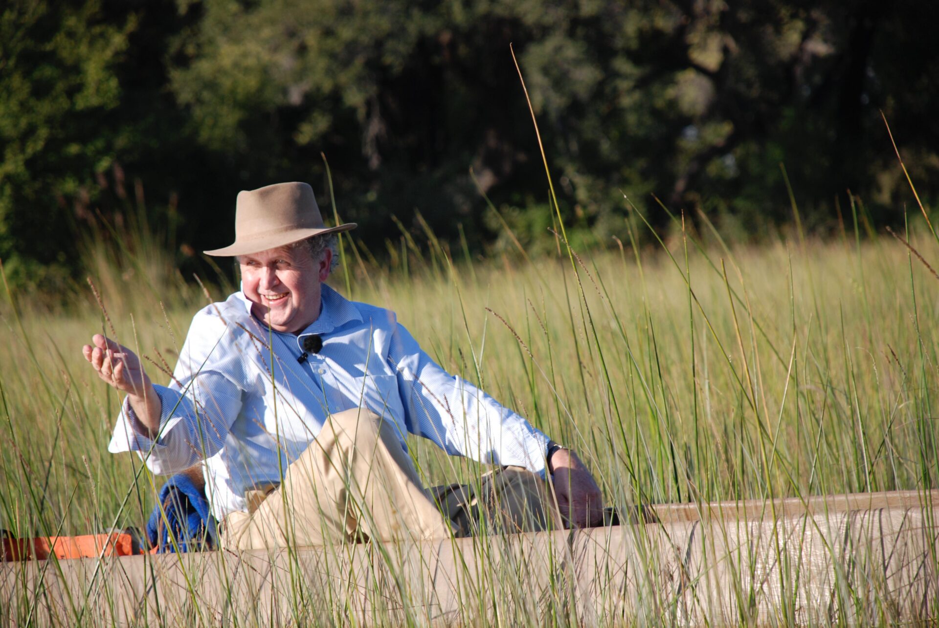 Alexnader Mccall Smith in a mokoro