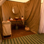 The wash basin in the ensuite bathroom of each guest tent