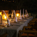 Dining by latern light below the stars is part of your safari experinece with Peake Safaris