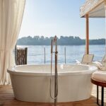 Bathroom with a view at the Island Treehouses.
