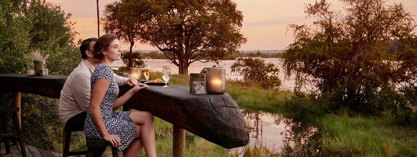 Sundowners at Victoria Falls River Lodge.