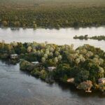 Arial view of Victoria Falls River Lodge.