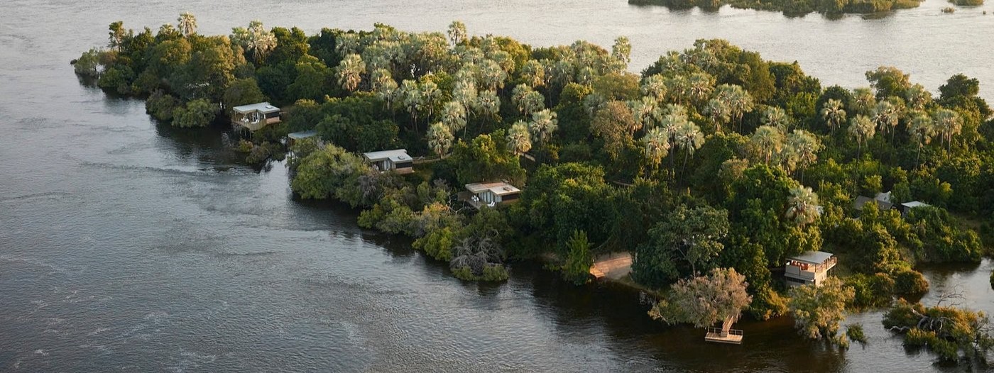 Arial view of Victoria Falls River Lodge.