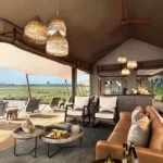 The lounge area at Nkasa-Linyanti with views of the floodplains
