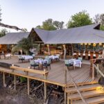 MmaTsebe Tented Camp main area looks onto the Mbudi River in Khwai
