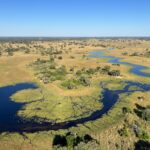 Aerial view of the Karangoma Lagoon camp site